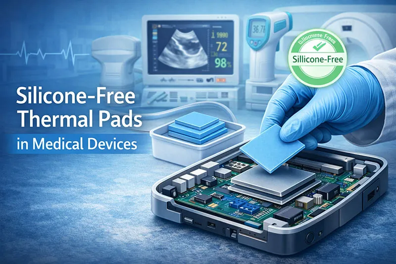 Silicone-free Thermal pad in medical devices